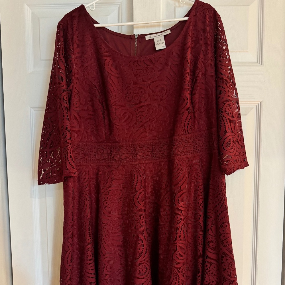 American Real Crochet Lace Dress - Burgundy, Plus Size NWT